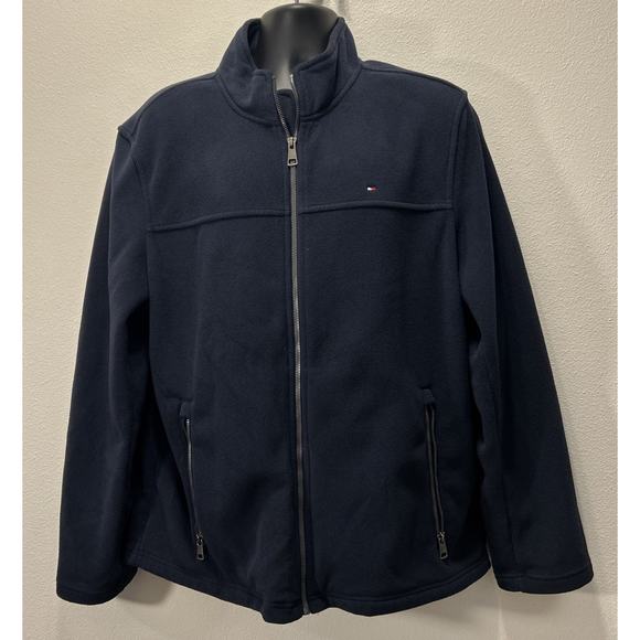 VINTAGE TOMMY HILFIGER‎ Front Zip Navy Fleece Jacket Size XL - Picture 1 of 3